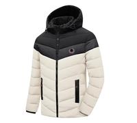 WAZHAKU Veste matelassée pour homme - Doudoune épaisse et chaude - Bicolore - Doudoune matelassée - Manteau d'hiver décontracté - Veste de transition avec capuche - Manteau matelassé confortable