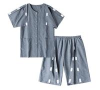 WAZHAKU Vêtement de patient pour homme - Blouse d'hôpital - Manches courtes - Pour la récupération - Vêtement adaptable après une opération - Soins aux personnes âgées - Pyjama, R gris foncé, 3XL