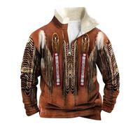 WAZHAKU Wolf Sweatshirt Hommes Indiens 3D Imprimé Manches Longues T-shirt Hip Hop Graphique Imprimé Pull Tops Rétro Indien Loup Imprimé 3D Totem Ethnique Pull Hiver Vêtements Hiver Hauts Confortables