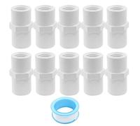 Waziaqoc Lot de 10 adaptateurs de raccord de tuyau en PVC de 1,27 cm, connecteur d'union annexe 40, douille coulissante x filetage femelle NPT