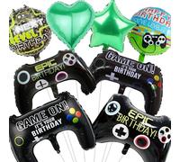 Waziwe 8 Ballons XXL Deco Gaming, Anniversaire Deco Gamer, Ballons Gonflables en Aluminium à l'hélium, Décoration de Fête d'anniversaire Pour Garçon sur le Theme du jeu