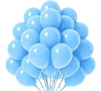 Waziwe Lot de 60 ballons bleus pour anniversaire, ballons de qualité supérieure en 100 % latex naturel, guirlande de ballons, pour mariage, fille, fête, fête prénatale, anniversaire de mariage