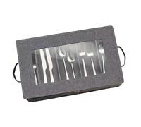 WAZUBC Boîte de rangement pour couverts à 5 compartiments avec couvercle amovible et séparateurs réglables pour cuillères, fourchettes, couteaux, etc