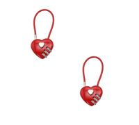 WAZUBC Lot de 2 Cadenas à Combinaison, Mini Cadenas à Code à 3 Chiffres en Forme de Cœur avec Mot de Passe Réinitialisables pour Sac à dos, Casier de gym, Moraillon, étui (rouge)