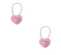 WAZUBC Lot de 2 Cadenas à Combinaison, Mini Cadenas à Code à 3 Chiffres en Forme de Cœur avec Mot de Passe Réinitialisables pour Sac à dos, Casier de gym, Moraillon, étui (rose)