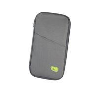 WAZUBC Petit portefeuille de voyage pour passeport, plusieurs compartiments, organiseur de documents léger pour cartes de crédit, cartes d'identité, documents, argent, billets, gris, Taille unique