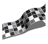 Wazylphin Papier Peint Panoramique Géométrie Noire Argent Papier Adhesif Pour Meuble Chambre Adhesif Mural Decoratif Stickers Autocollant Meuble Papiers Peints Adhésif Salon Cuisine 10x200cm/2 roll