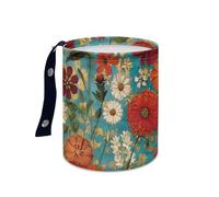 Wazylphin Poubelle Voiture Fleur Rouge Bleu Accessoire Poubelle de Voiture Interieur Pliable Antifuite Multifonction Accessoires Auto Boîte de Rangement Camping Bureau 15x18.5cm/3 Pcs