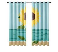 Wazylphin Rideau Occultant Café Jaune Bleu Rideau Voilage Polyester Rideaux Occultants Thermique Isolant Anti Froid et Chaleur Oeillets Rideaux Chambre Salon Durable Voilage Fenetre 2x140x260cm