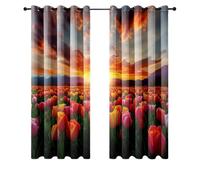 Wazylphin Rideau Occultant Fleur Jaune Vert Rideau Voilage Polyester Rideaux Occultants Thermique Isolant Anti Froid et Chaleur Oeillets Rideaux Chambre Salon Durable Voilage Fenetre 2x140x240cm