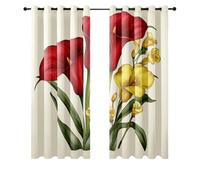 Wazylphin Rideau Occultant Rouge Jaune Rideau Voilage Polyester Rideaux Occultants Thermique Isolant Anti Froid et Chaleur Oeillets Rideaux Chambre Salon Durable Voilage Fenetre 2x140x260cm