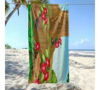 Wazylphin Serviette de Plage Fleurs Rouges Brunes Serviette de Bain Anti Sable Portable Plage Piscine Toilette Sport Microfibre Ultraléger Drap de Bain Absorbant Séchage Rapide Towel 150x200cm