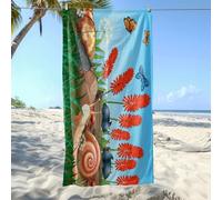 Wazylphin Serviette de Plage Insecte Rouge Vert Serviette de Bain Anti Sable Portable Plage Piscine Toilette Sport Microfibre Ultraléger Drap de Bain Absorbant Séchage Rapide Towel 200x200