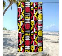 Wazylphin Serviette de Plage Jaune Noir Rouge Serviette de Bain Anti Sable Portable Plage Piscine Toilette Sport Microfibre Ultraléger Drap de Bain Absorbant Séchage Rapide Towel 200x220