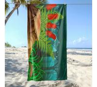 Wazylphin Serviette de Plage Rouge Brun Tropical Serviette de Bain Anti Sable Portable Plage Piscine Toilette Sport Microfibre Ultraléger Drap de Bain Absorbant Séchage Rapide Towel 200x220cm