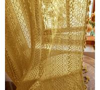 WAZZIO Lot de 2 Panneaux de Rideaux en Dentelle Jaune Moutarde de 213 cm de Long, Rideaux décoratifs avec Passe-Tringle filtrant la lumière, Style bohème, Ferme, Printemps, Automne, Jolis Rideaux à