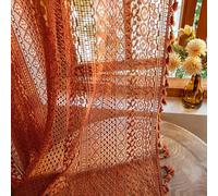WAZZIO Lot de 2 Rideaux Transparents Orange brûlé de 183 cm de Long en Dentelle au Crochet pour Chambre à Coucher, Salon, Cuisine, fenêtre, Ferme, Couleur Rouille, Citrouille