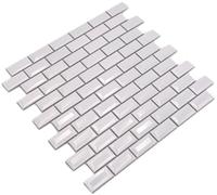 WB26-0102 - Carrelage mosaïque en céramique - Mini métro - Blanc - Pour sol, mur, salle de bain, WC, douche, cuisine, baignoire