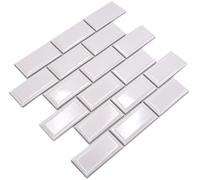 WB26M-0101 Carreaux en céramique Blanc Style mosaïque du métro Pour mur de salle de bain, toilettes, douche, cuisine, comptoir, baignoire