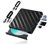 Wbacon Lecteur Blu-Ray Externe 5 en 1, Lecteur Blu-Ray Portable avec USB 3.0 Type-C, graveur de CD DVD, Compatible avec Ordinateur Portable Windows