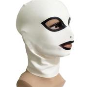 WBAODAN Blanc Costumes De Masque De Capot En Latex Masque Fétiche De Masque De Latex avec Fermeture éclair Dans le dos(Size:S-53CM)