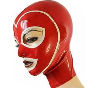 WBAODAN Cagoule en Caoutchouc pour Adultes Masque en Latex Rouge Masque de fête Cosplay décoration de Club de fête Bouche à Yeux Ouverts(Size:M-57CM)