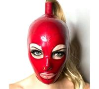WBAODAN Cagoule en Latex Artisanal Caoutchouc Naturel Latex Masques avec Perruque pour Club Cosplay Unisexe(Size:M-57CM)