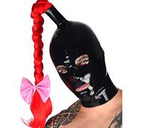 WBAODAN Cagoule en Latex avec Perruque SM Fétichiste en Latex Costume de Fête pour Hommes et Femmes(Size:M-57CM)