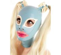 WBAODAN Cagoule en Latex Masque avec Perruque Narine Ouverte Contrôle De La Respiration avec Fermeture à Glissière(Size:XXL-73CM)