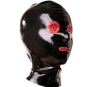 WBAODAN Cagoule en Latex Microporeuse Capuche en Caoutchouc Respiration avec Fermeture éclair au Dos Faite Main pour Couple Fétiche (Size:M-57CM)