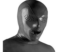 WBAODAN Cagoule Microporeuse Latex Masque Caoutchouc Cagoules avec Fermeture éclair au Dos SM Fétichiste(Size:M-57CM)