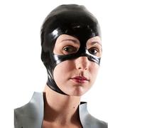 WBAODAN Fétichiste Masque de Chat en Latex avec Fermeture éclair au Dos Déguisements Club D'Halloween Cosplay(Size:M-65CM)