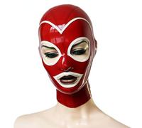 WBAODAN Masque en Caoutchouc Latex Rouge Cagoule Sexy en Latex pour Adultes Adapté au Cosplay du Club D'Halloween(Size:XXL-73CM)