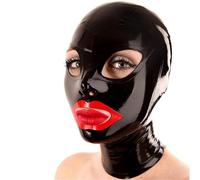WBAODAN Masque En Latex Masque En Caoutchouc Noir Masque Sexy Pour Adulte Pour Jeu De Rôle De Fête D'halloween(Size:XS-60CM)