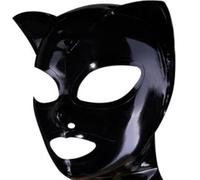WBAODAN Masque En Latex Noir Latex Sexy Latex Tête Couvertur,Yeux Exposés Bouche Exposéepour Cosplay Mascarade Cosplay Party Club(Size:M-65CM)