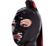 WBAODAN Masque Intégral Latex Cagoule en Latex Faite Main avec Perruque pour Tenue de Club Cosplay Unisexe(Size:XXL-73CM)