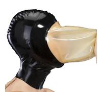 WBAODAN Masque Noir en Caoutchouc Latex Cagoule de Mascarade en Latex pour Cosplay de Club de Fête (Taille : XL-70 cm)