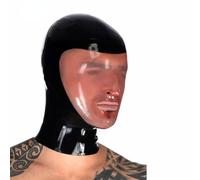 WBAODAN Masque Noir en Caoutchouc Latex Cagoule de Mascarade en Latex pour Cosplay de Costume de Club de fête(Size:L-68CM)