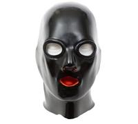 WBAODAN Masque Noir en Caoutchouc Latex Cagoule de Mascarade en Latex pour Cosplay de Costume de Club de fête(Size:M-65CM,Color:Noir)