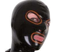 WBAODAN Masque Noir en Caoutchouc Latex Capuche de Mascarade en Latex pour Cosplay de Costume de Club de fête(Size:M-65CM)