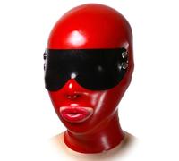 WBAODAN Rouge Capuche en Latex Narine Ouverte Contrôle De La Respiration pour Masque Complet de Visage(Size:M-65CM)