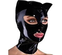 WBAODAN Sexy Latex Tête Couverture Le Latex Tête Masque Cagoule en Latex avec Des Oreilles de Chat avec Fermeture éclair au Dos(Size:XL-70CM)