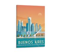 WBBART Impression sur toile vintage de Buenos Aires Argentine - Décoration murale familiale moderne - 60 x 90 cm