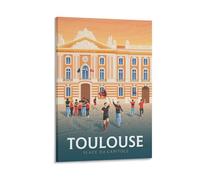 WBBART Impression sur toile vintage de Toulouse Capitole France - Décoration murale moderne - 50 x 75 cm