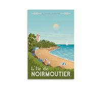 WBBART Noirmoutier Poster vintage sur toile Motif horizon de France 30 x 45 cm