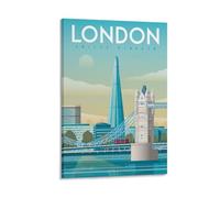 WBBART Poster vintage de Londres sur toile représentant l'horizon du Royaume-Uni - Décoration murale moderne - 50 x 75 cm