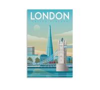 WBBART Poster vintage de Londres sur toile représentant l'horizon du Royaume-Uni - Décoration murale moderne - 50 x 75 cm