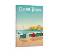 WBBART Poster vintage sur toile de plage du Cap Afrique du Sud - Décoration murale moderne - 60 x 90 cm