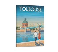 WBBART Poster vintage sur toile représentant l'horizon de Toulouse (France) - Décoration murale moderne - 30 x 45 cm