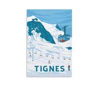 WBBART Tignes Ski Savoie France Poster vintage sur toile Décoration murale moderne 20 x 30 cm